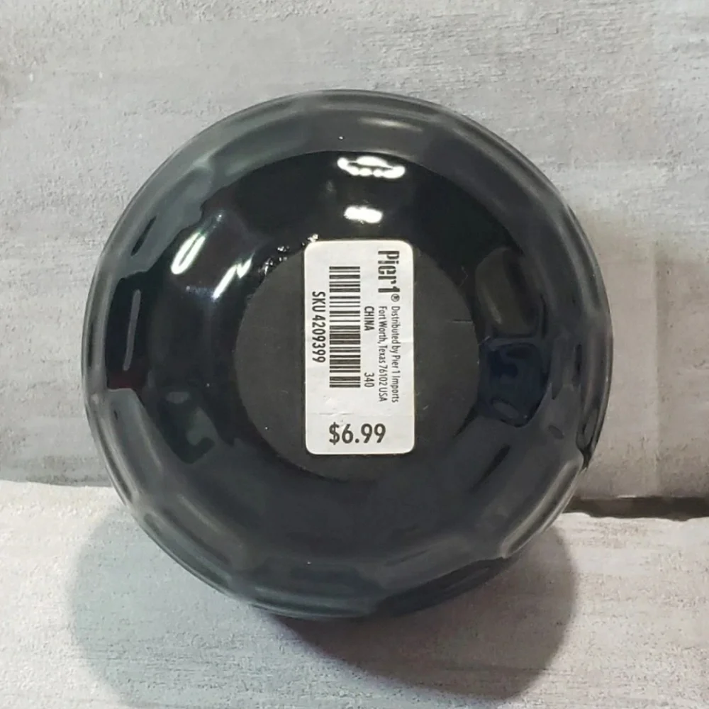 Pier 1 Black Ceramic Sphere Orb Textured Decor Modern